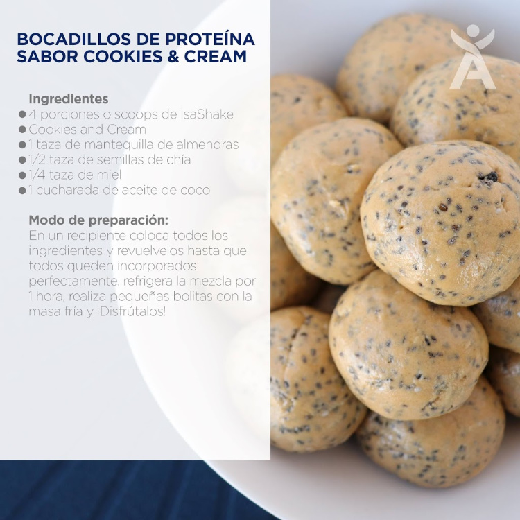 Receta de Bola de Proteína de Galletas y Crema
